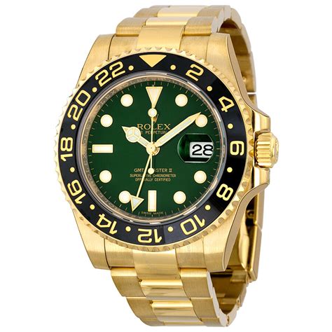 rolex gmt ii gold green dial|rolex green dial day date.